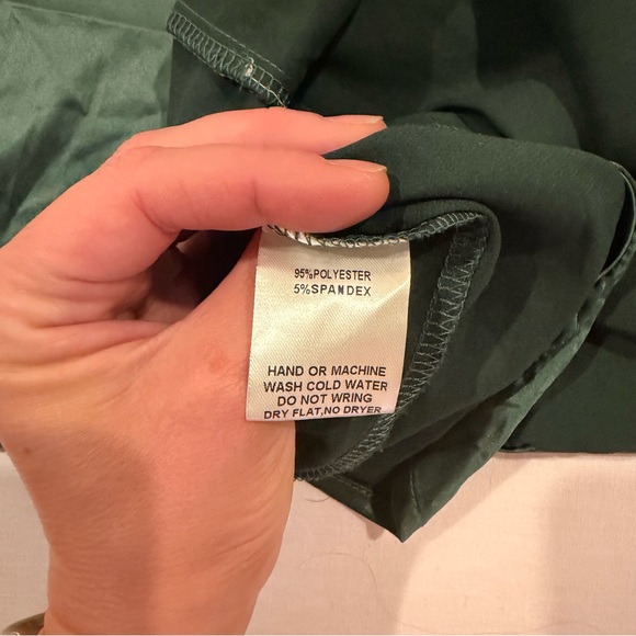 Satin Green Slip Mini Dress with Spaghetti Straps - Picture 7 of 7